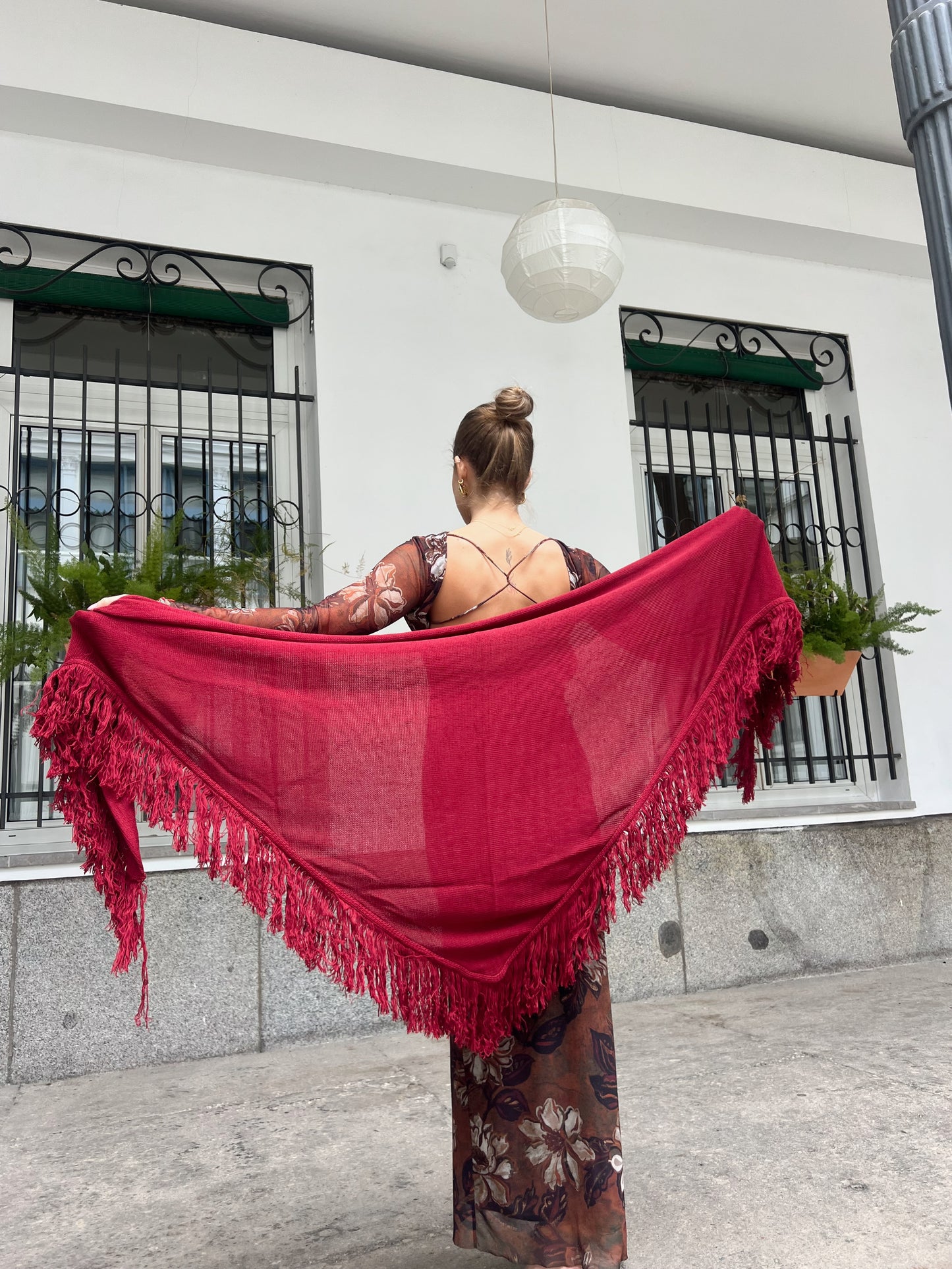 Chal Algodón Seda ROJO